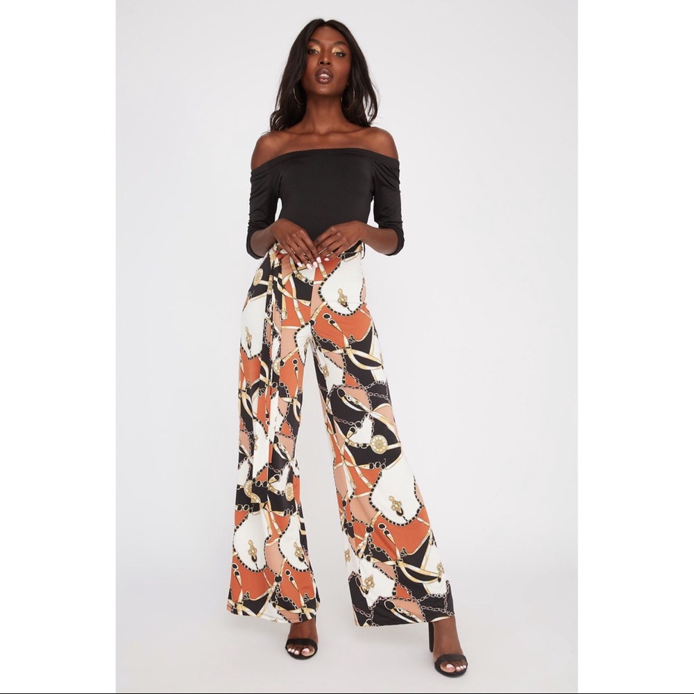 Charlotte Russe Off the Shoulder Contrast Jumpsuit